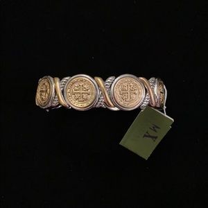 Set of gold and silver clasp bracelets